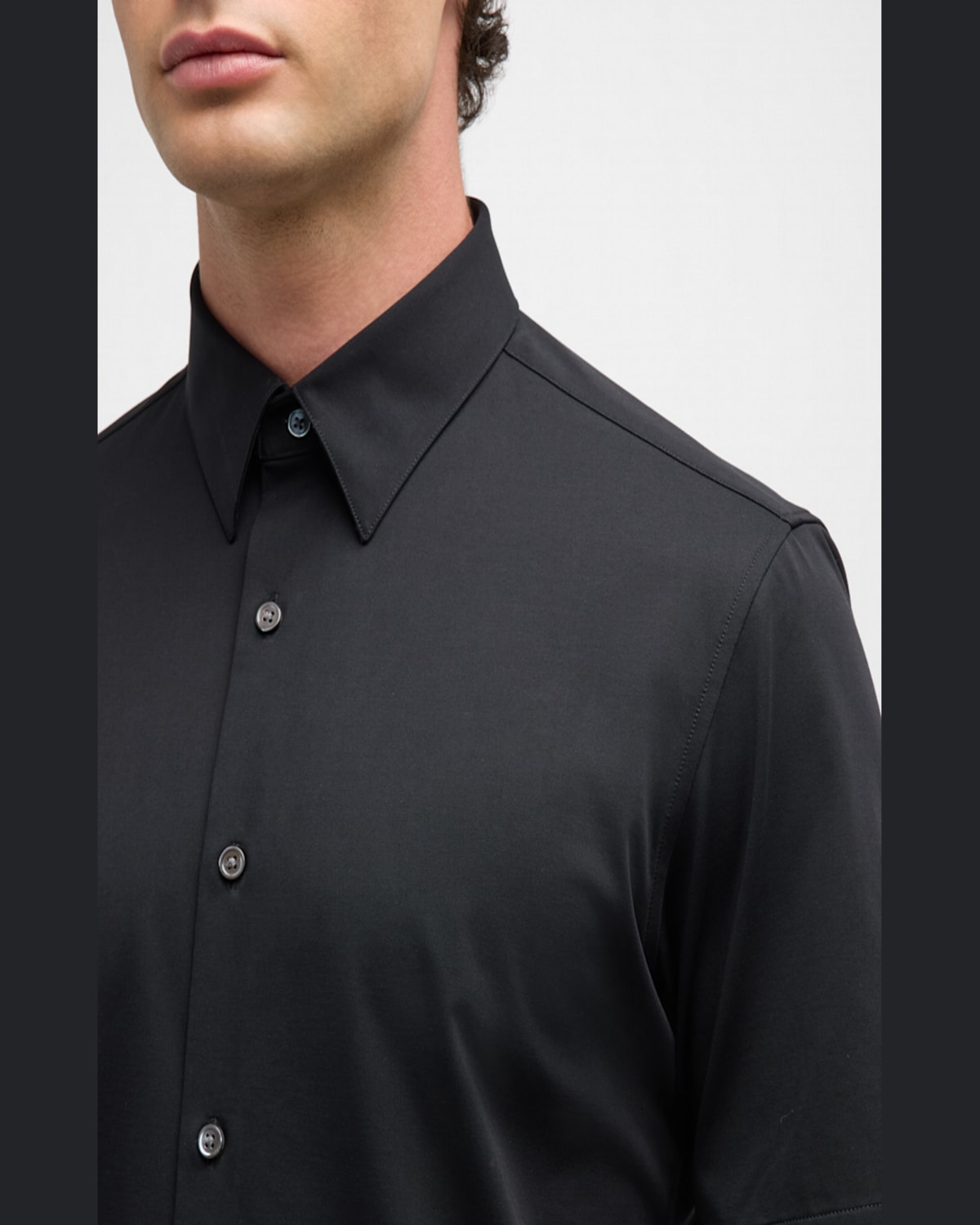 Theory Men's Irving Short Sleeve Shirt In Structure Knit In Eclipse