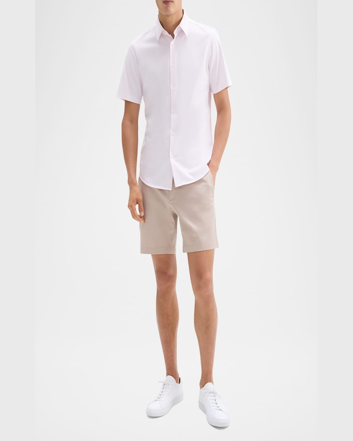 Theory Men's Irving Short Sleeve Shirt In Structure Knit In White