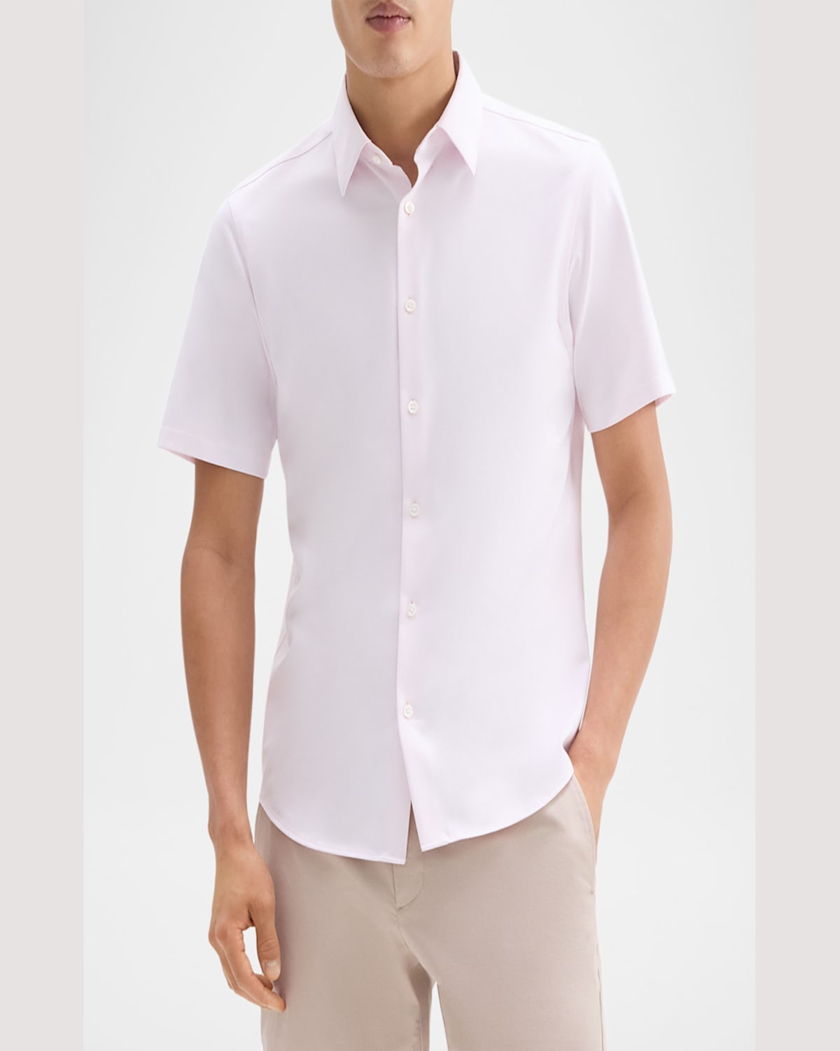 Theory Men's Irving Short Sleeve Shirt In Structure Knit In White