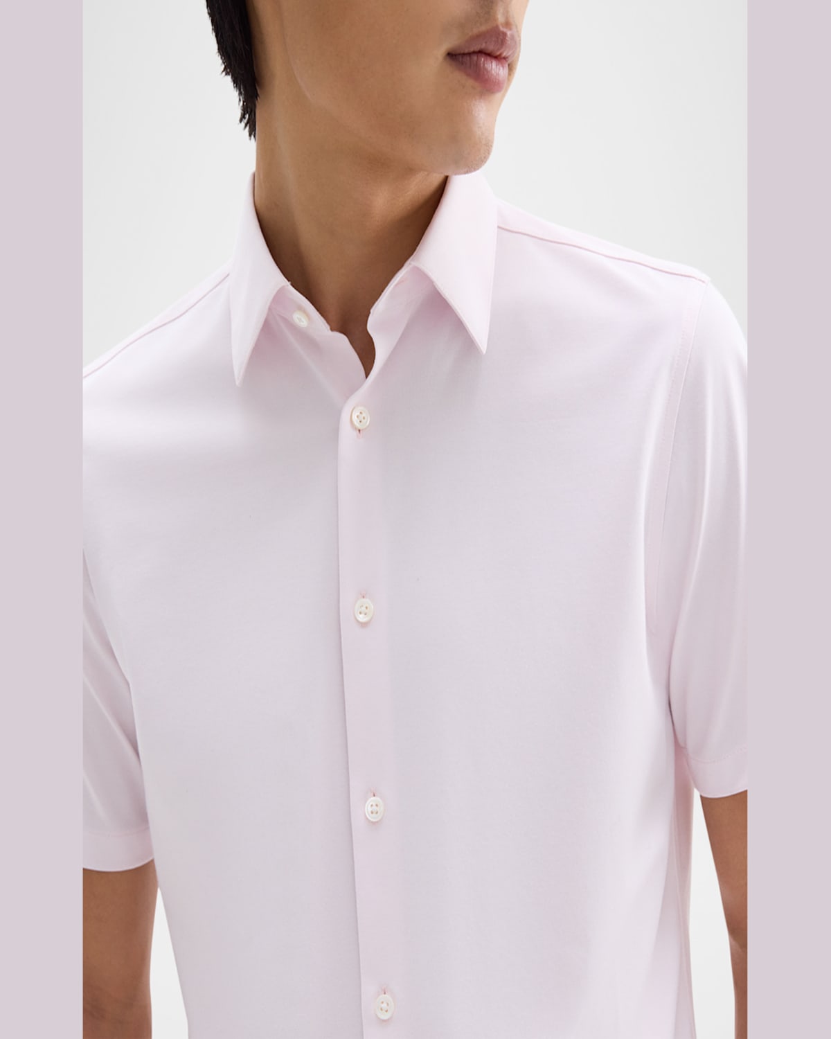 Theory Men's Irving Short Sleeve Shirt In Structure Knit In White