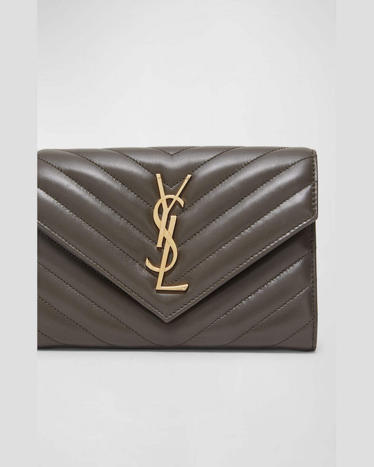 Saint Laurent Ysl Monogram Large Envelope Flap Wallet In Smooth Leather