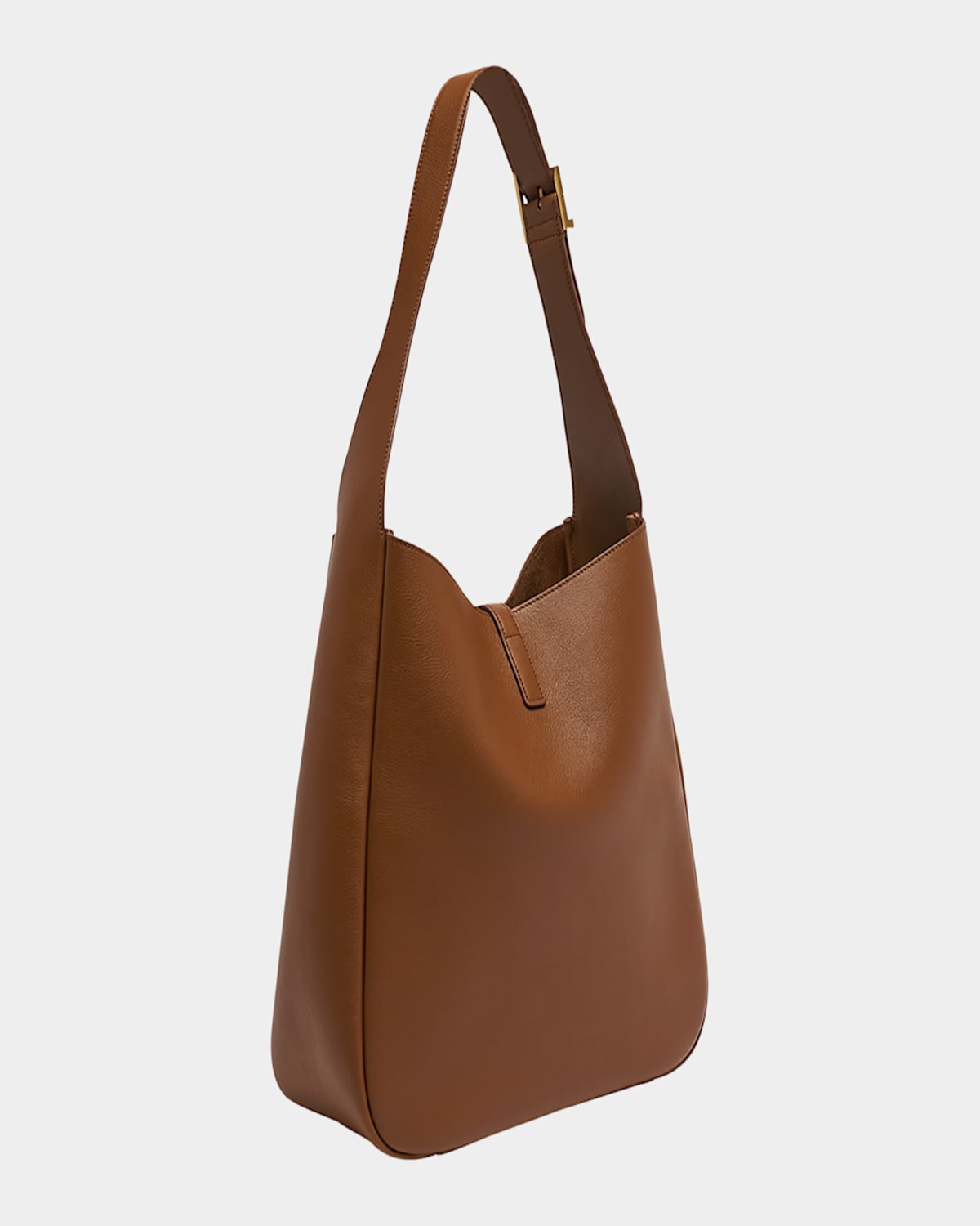Saint Laurent Le 5a7 Large Ysl Shoulder Hobo Bag In Smooth Leather In Fox