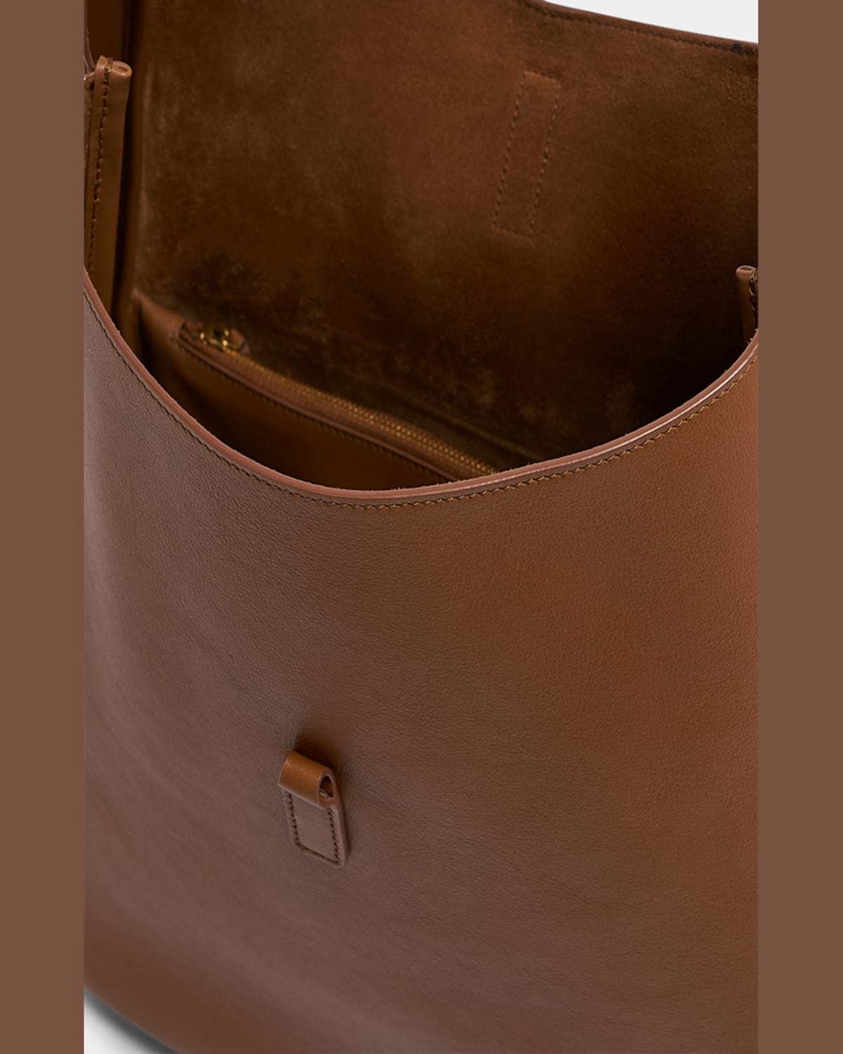 Saint Laurent Le 5a7 Large Ysl Shoulder Hobo Bag In Smooth Leather In Fox