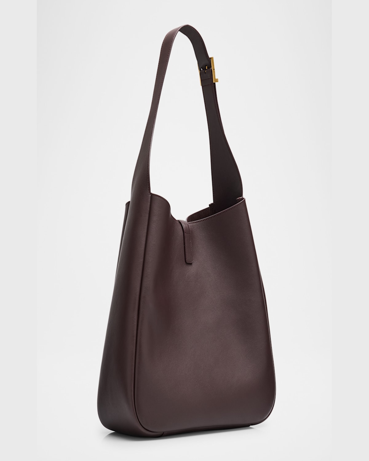 Saint Laurent Le 5a7 Large Ysl Shoulder Hobo Bag In Smooth Leather In  Dark Currant