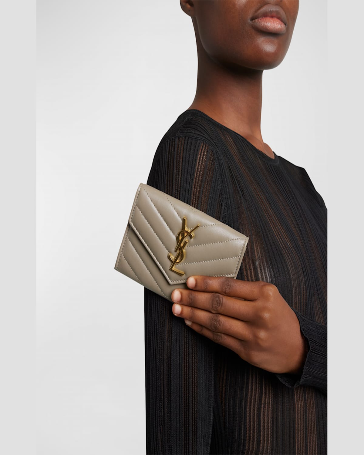 SAINT LAURENT YSL MONOGRAM SMALL FLAP WALLET IN SMOOTH LEATHER 