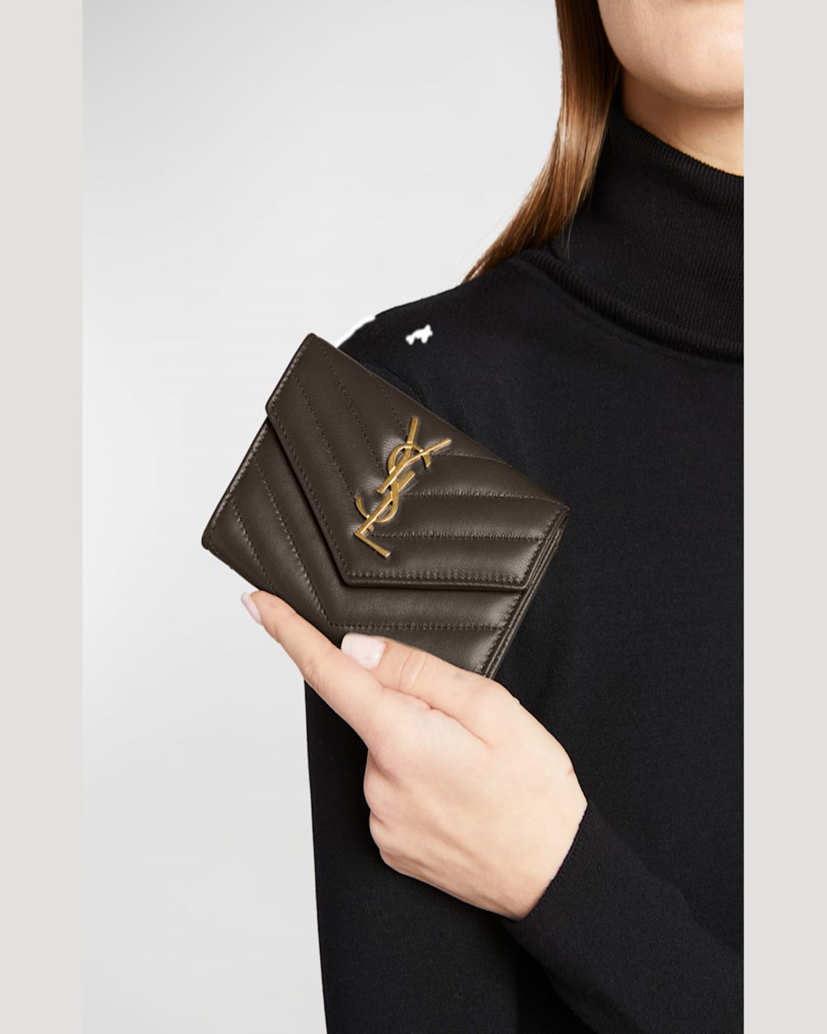 Saint Laurent Ysl Monogram Small Flap Wallet In Smooth Leather In 5922 Hortensia