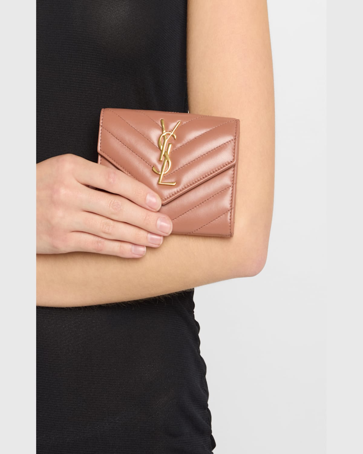 Saint Laurent Ysl Monogram Small Flap Wallet In Smooth Leather In 5922 Hortensia