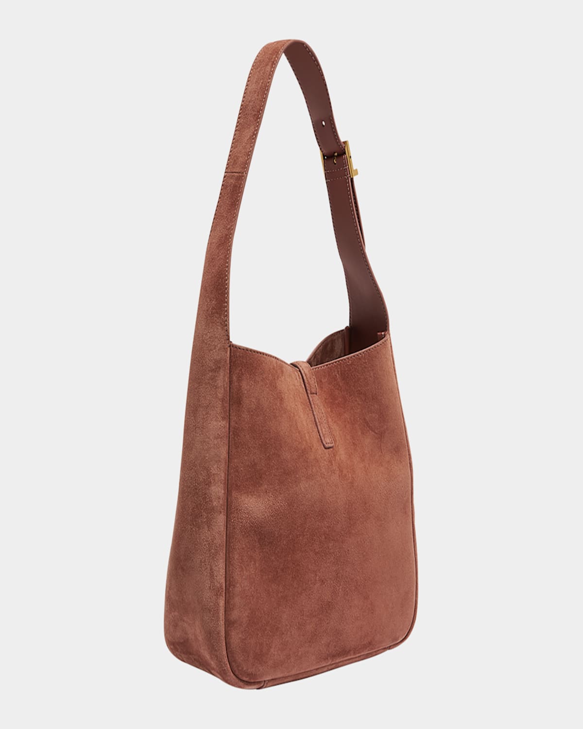 Shop Saint Laurent Le 5 A 7 Small Suede Hobo Shoulder Bag In Barley Pink