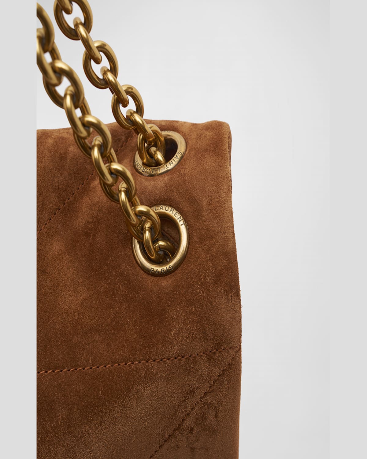 Saint Laurent Jamie 4.3 Maxi Ysl Shoulder Bag In Quilted Suede In Golden Leaf