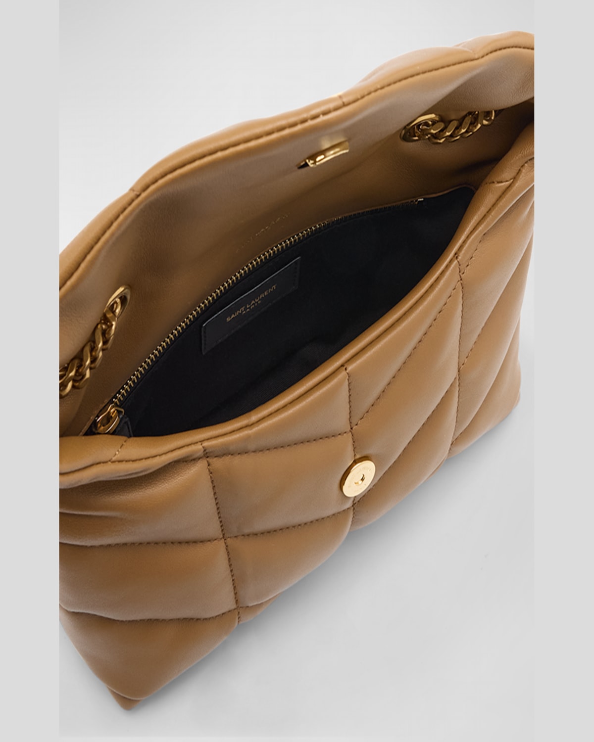 Saint Laurent Lou Puffer Toy Ysl Shoulder Bag In Quilted Leather In Dark Cork