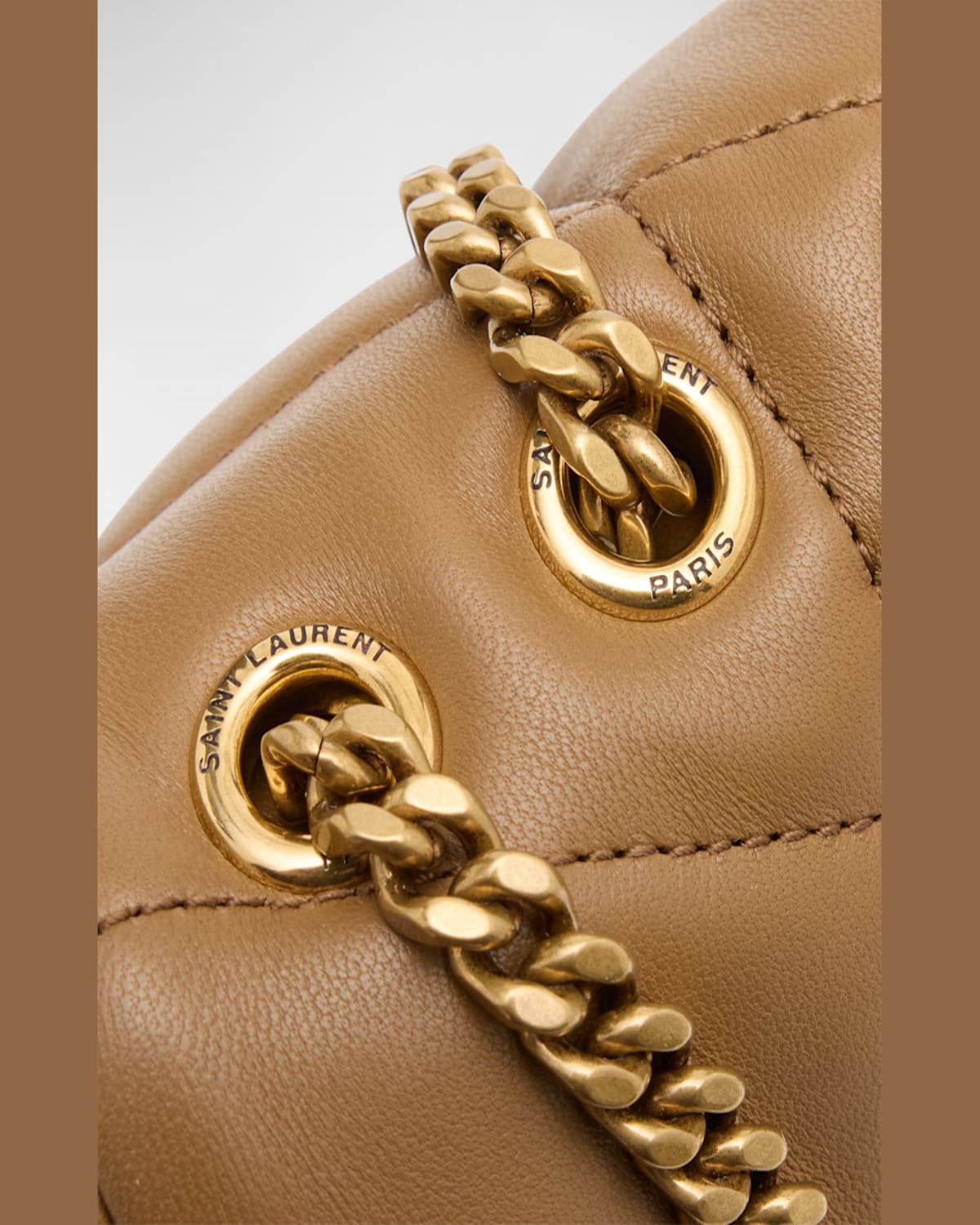 Saint Laurent Lou Puffer Toy Ysl Shoulder Bag In Quilted Leather In Dark Cork