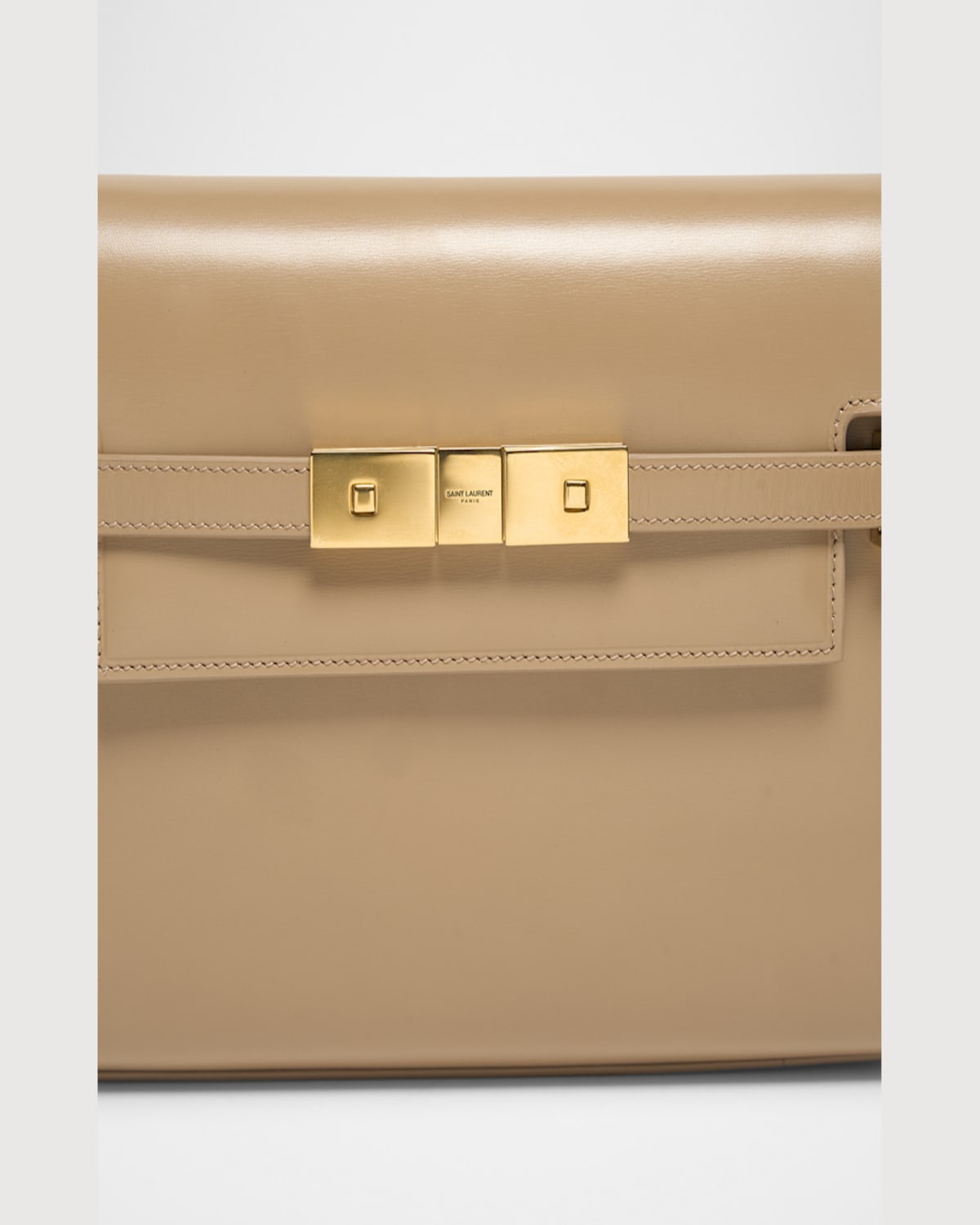 Saint Laurent Manhattan Small Shoulder Bag In Smooth Leather In Dark Toffee
