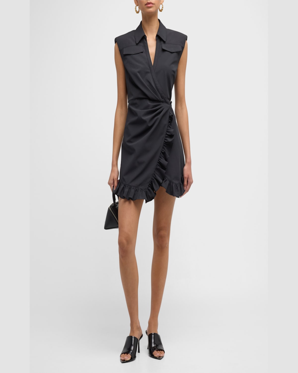 Shop Cinq À Sept Zenni Sleeveless Mini Shirtdress In Cherry Tomato