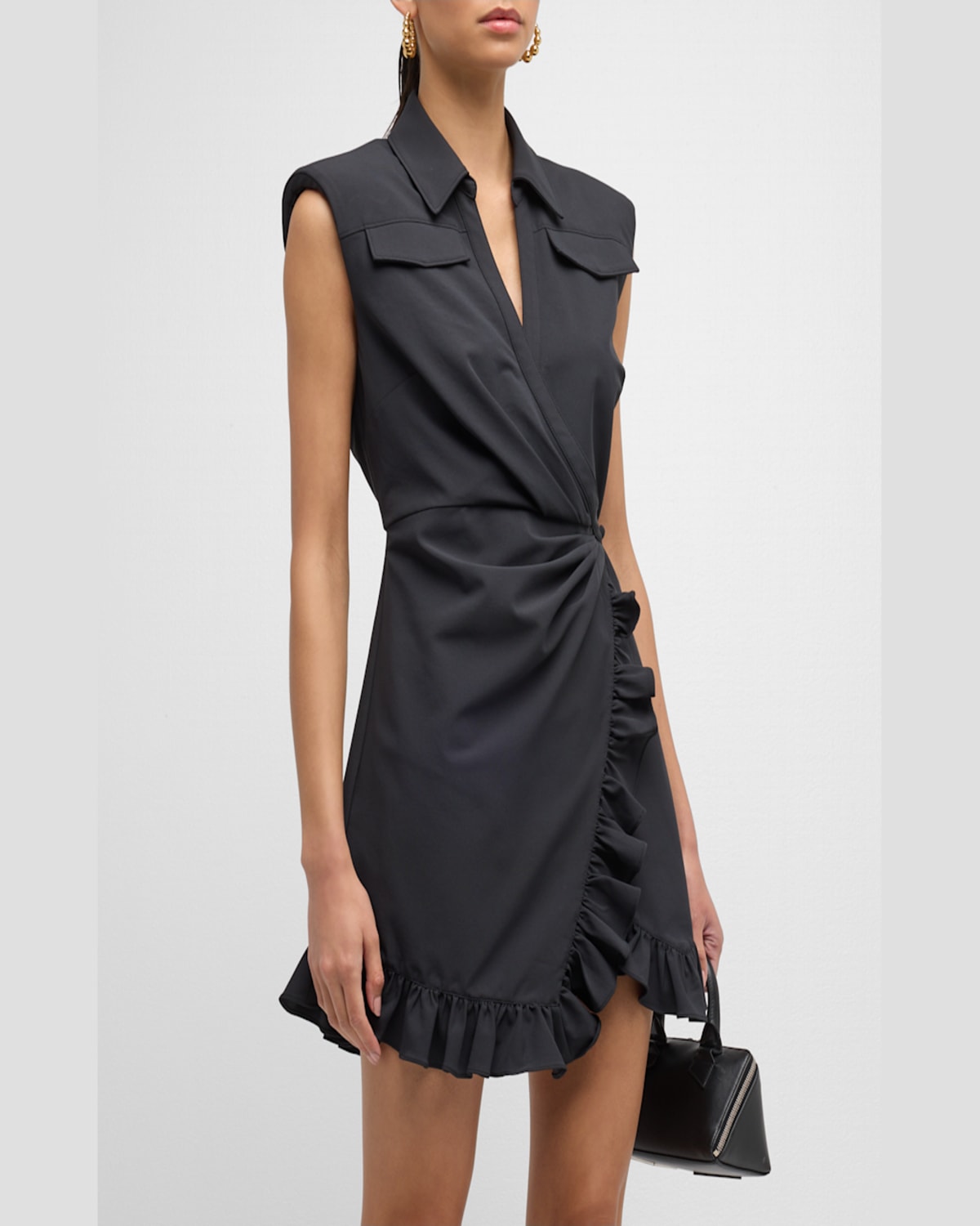 Shop Cinq À Sept Zenni Sleeveless Mini Shirtdress In Cherry Tomato