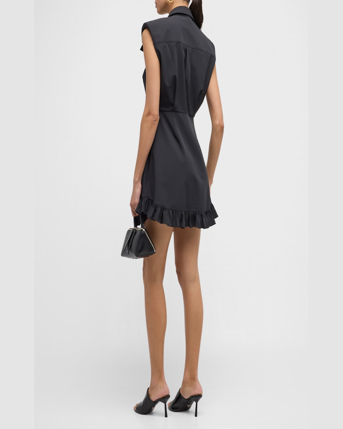 Shop Cinq À Sept Zenni Sleeveless Mini Shirtdress In Cherry Tomato
