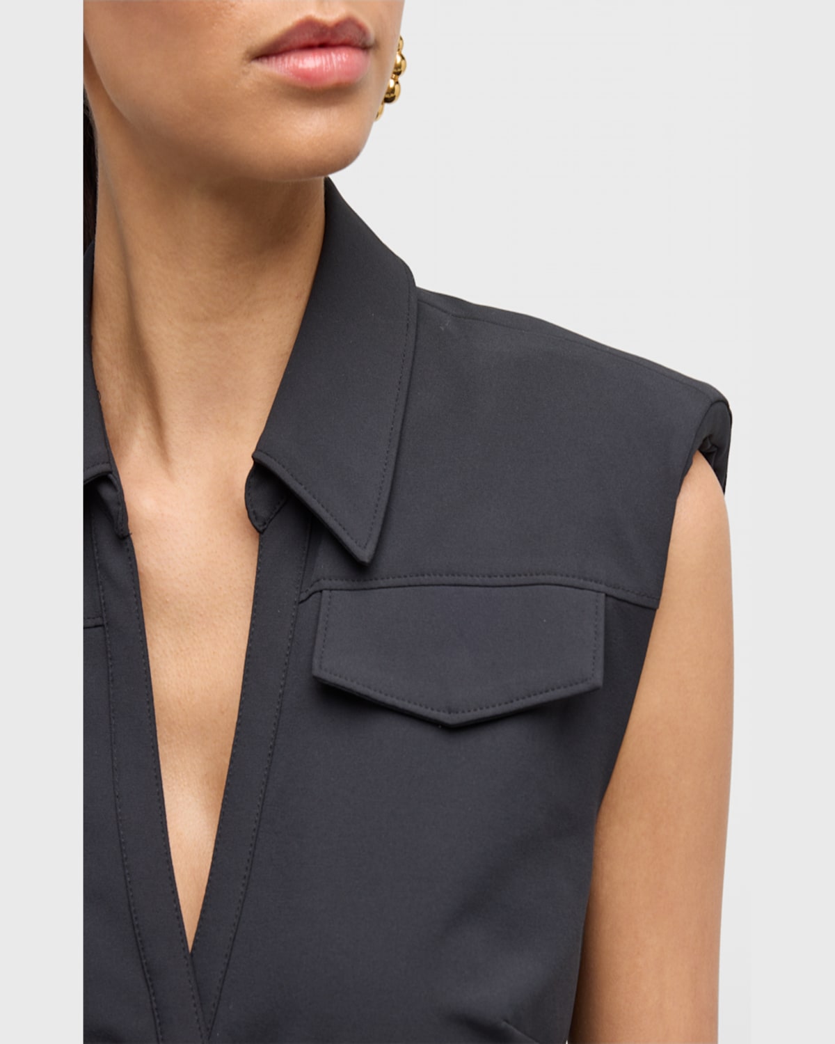 Shop Cinq À Sept Zenni Sleeveless Mini Shirtdress In Cherry Tomato