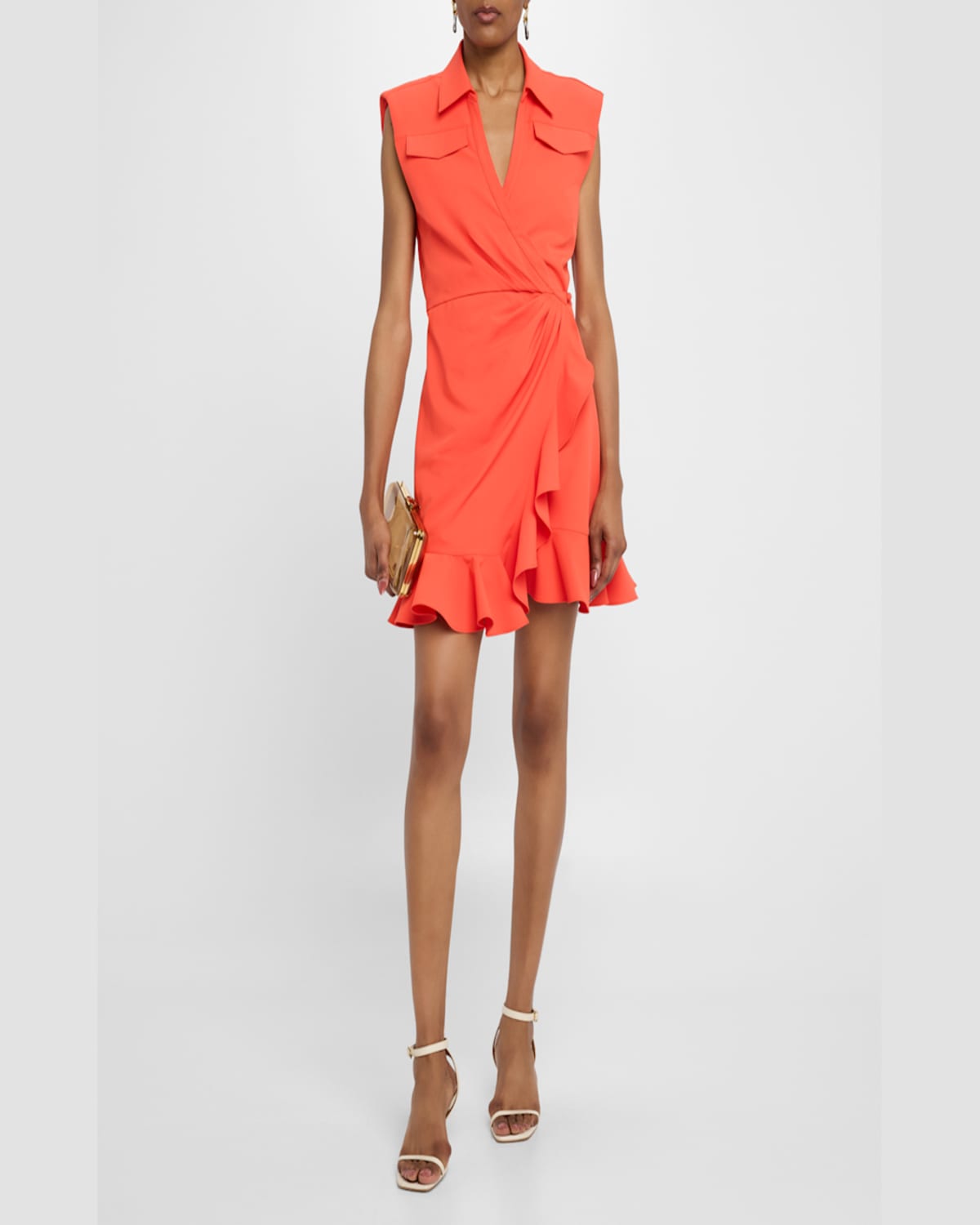 Shop Cinq À Sept Zenni Sleeveless Mini Shirtdress In Cherry Tomato