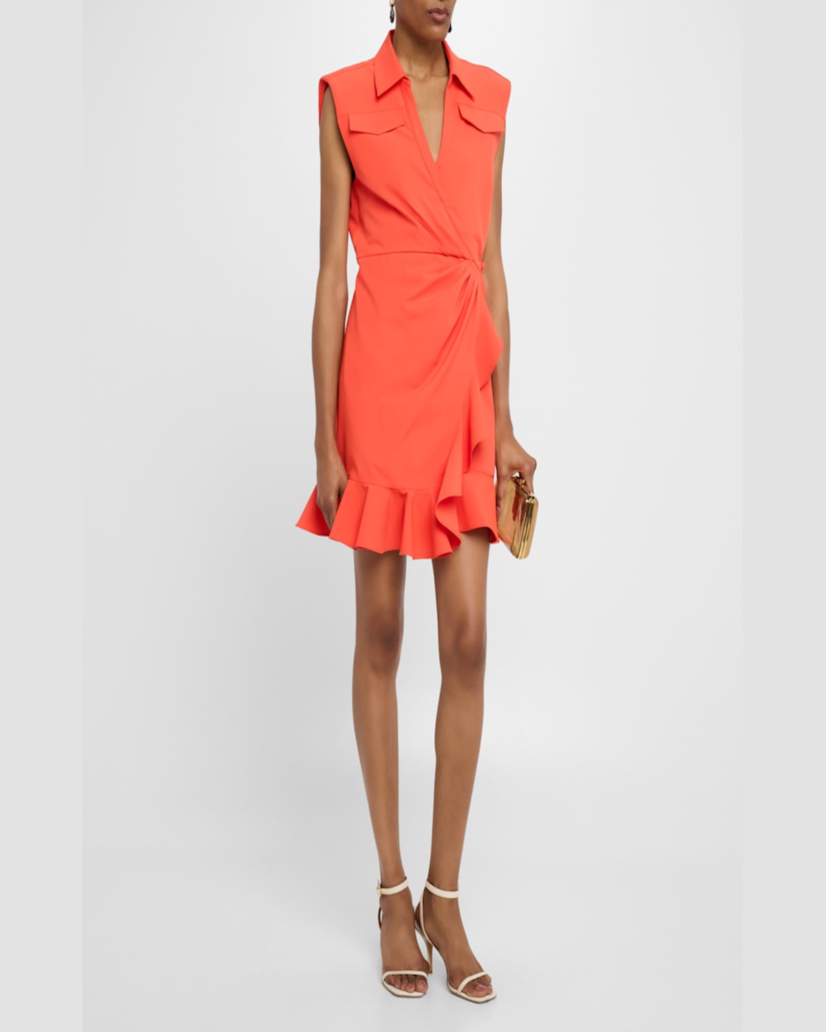 Shop Cinq À Sept Zenni Sleeveless Mini Shirtdress In Cherry Tomato