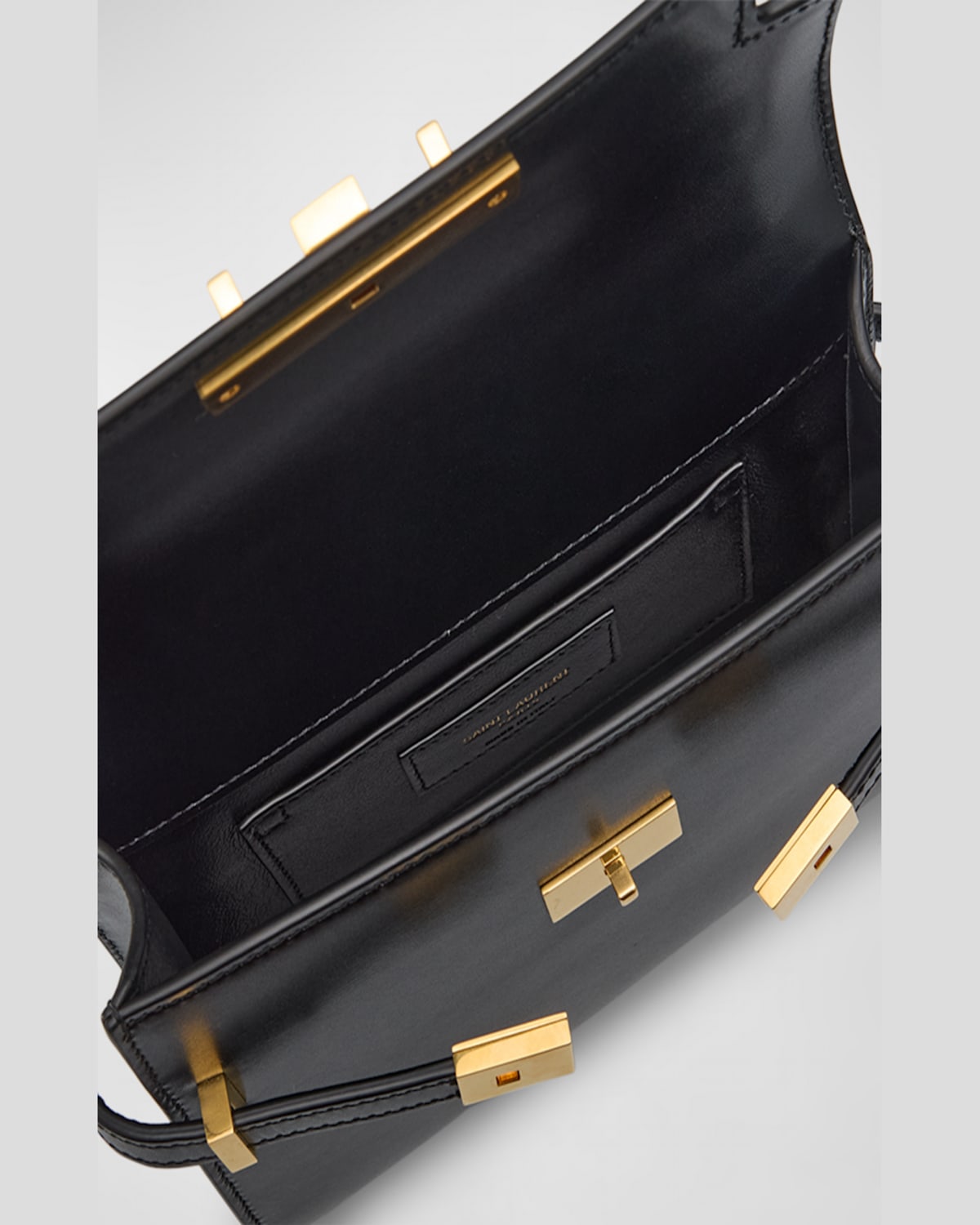 Saint Laurent Manhattan Mini Calfskin Crossbody Bag In Nero