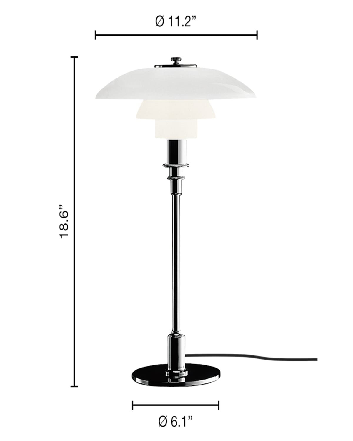 Louis Poulsen Ph 3/2 High-lustre Table Lamp In High Lustre Chrome Plated
