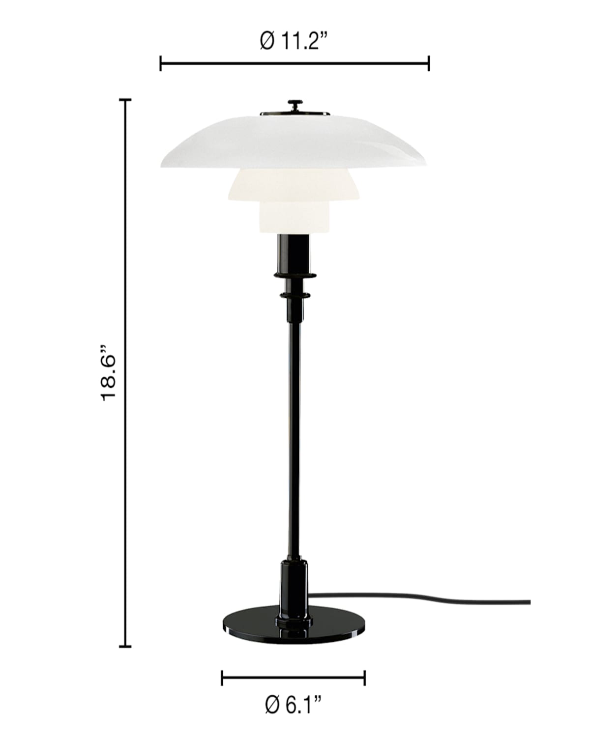 Louis Poulsen Ph 3/2 Table Lamp - 19" In Black Metalized