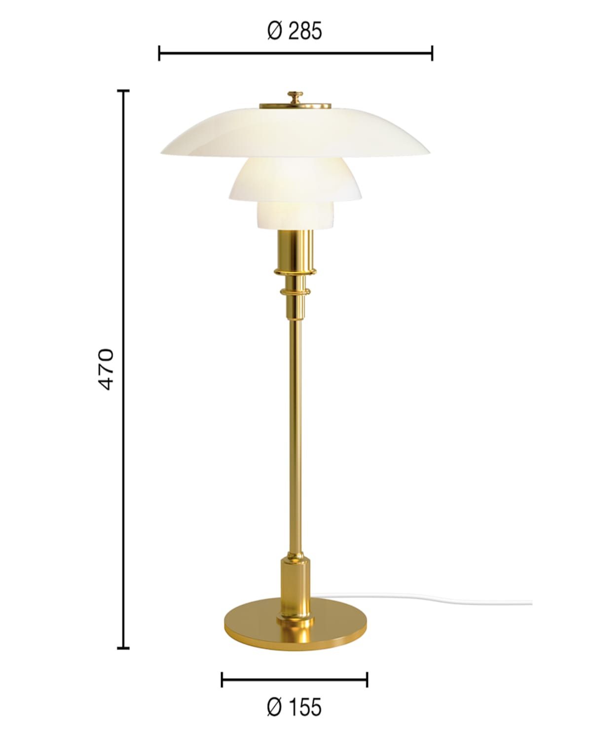 Louis Poulsen Ph 3/2 Table Lamp - 19" In Brass Metalized