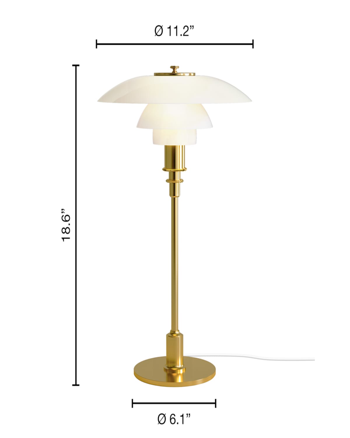 Louis Poulsen Ph 3/2 Table Lamp - 19" In Brass Metalized