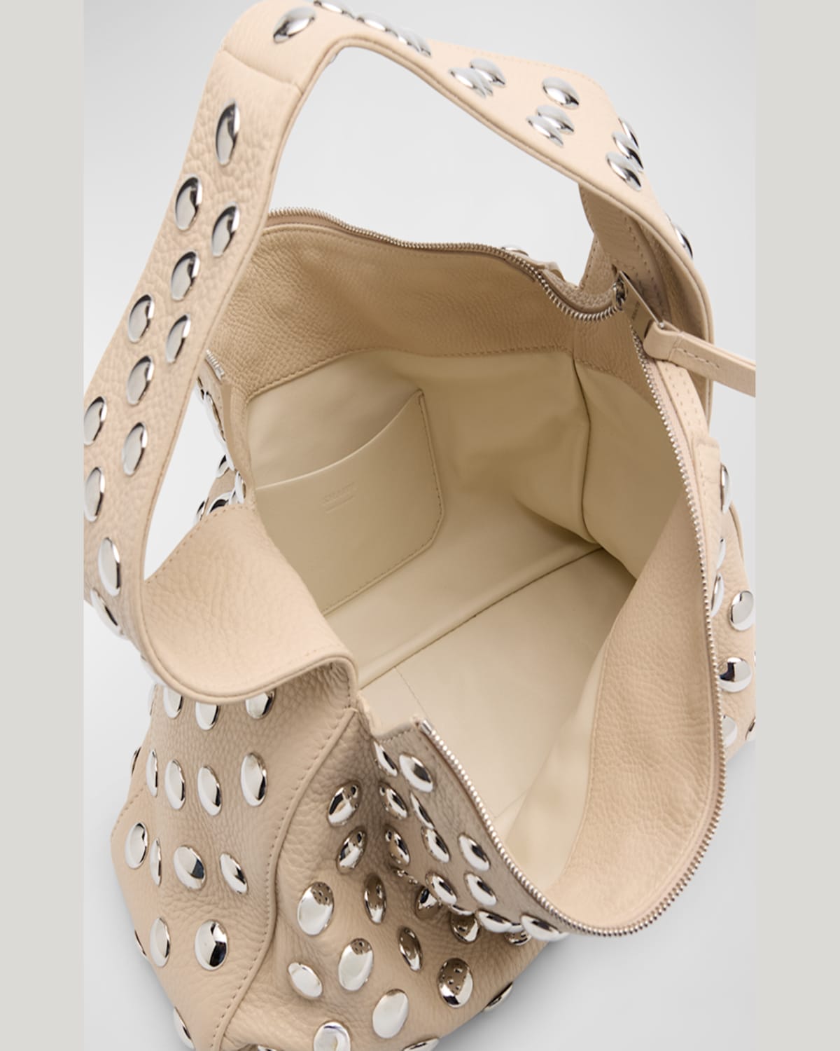 Khaite Elena Studded Leather Shoulder Bag In Dark Ivory