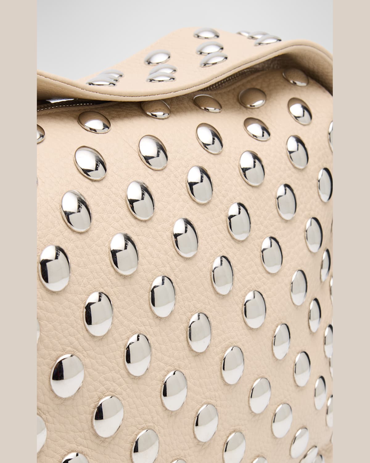 Khaite Elena Studded Leather Shoulder Bag In Dark Ivory