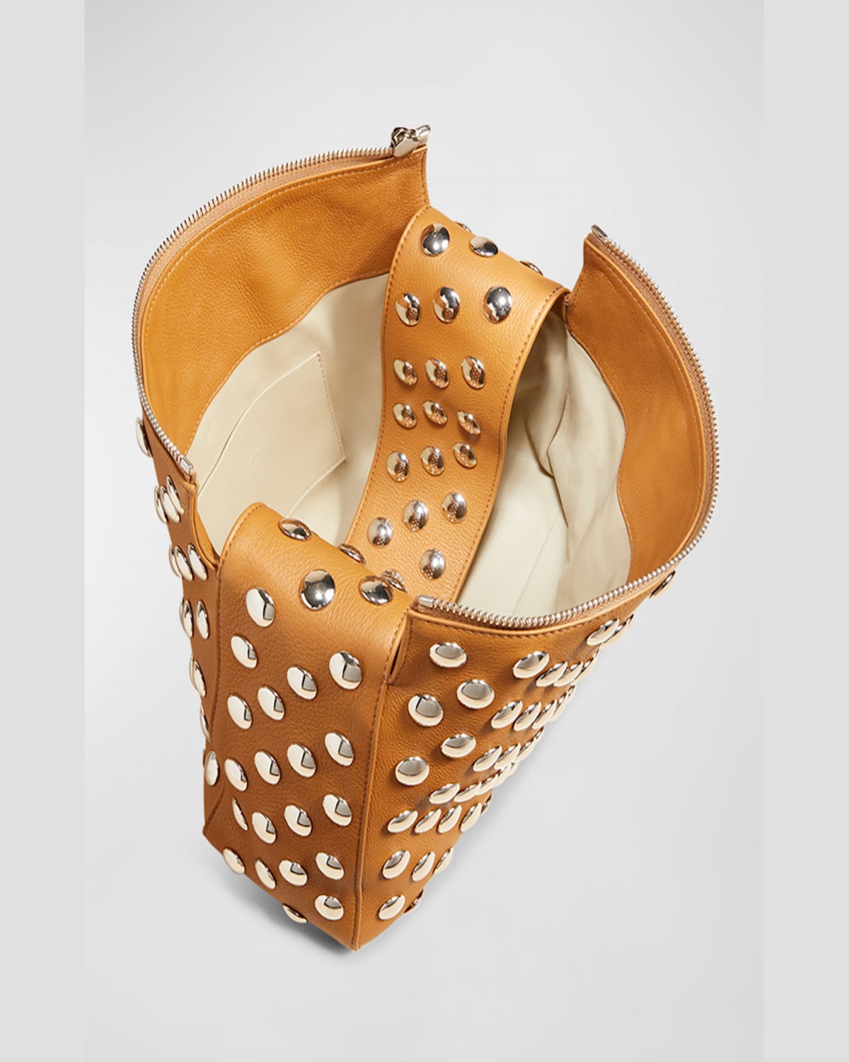 Khaite Elena Studded Leather Shoulder Bag In Dark Ivory
