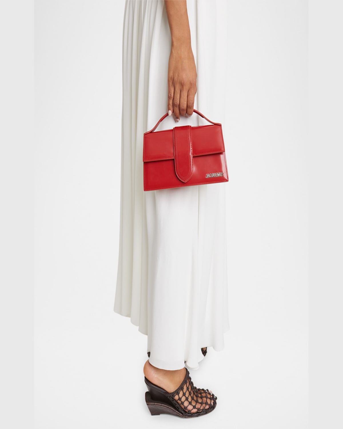 Jacquemus Schultertasche Le Grand Bambino Aus Lackleder In Red