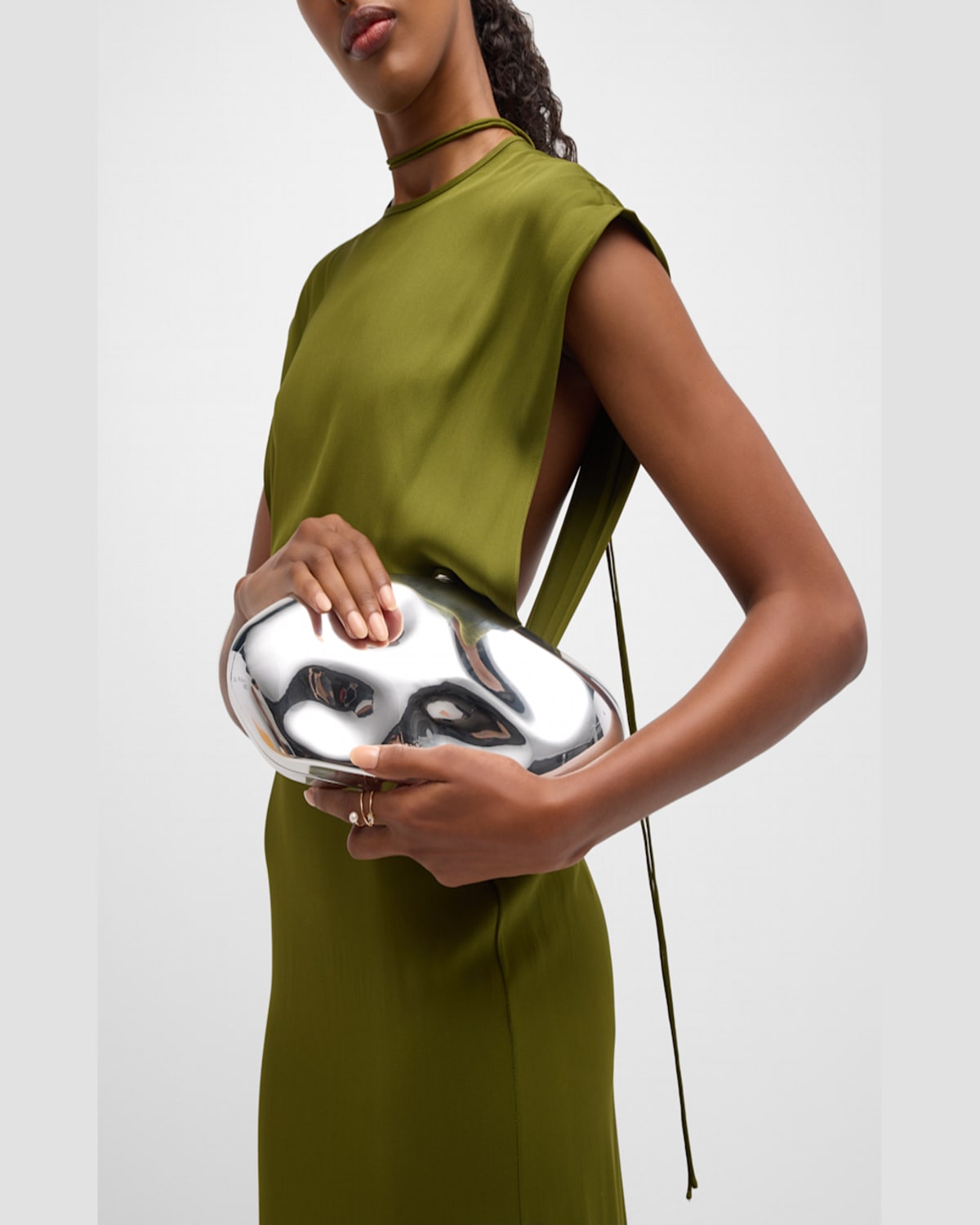 Cult Gaia Caldera Metallic Acrylic Clutch In Shiny Gold