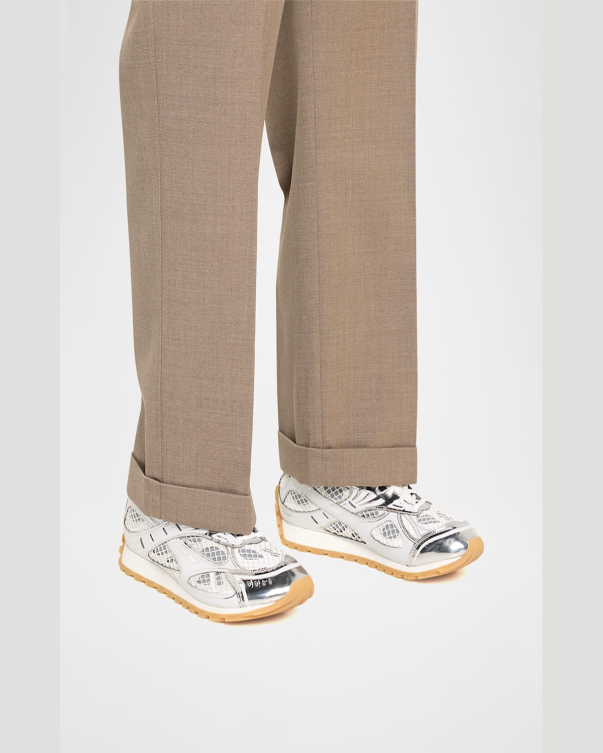 BOTTEGA VENETA MEN'S ORBIT TECHNICAL FISHNET SNEAKERS