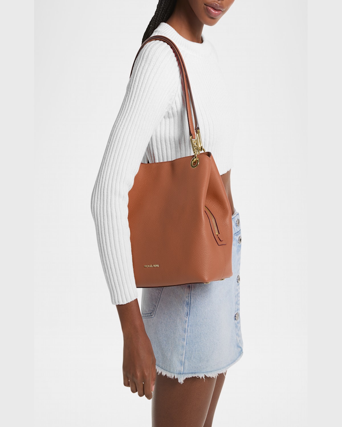Michael Michael Kors Kensington Large Leather Tote Bag In Luggage