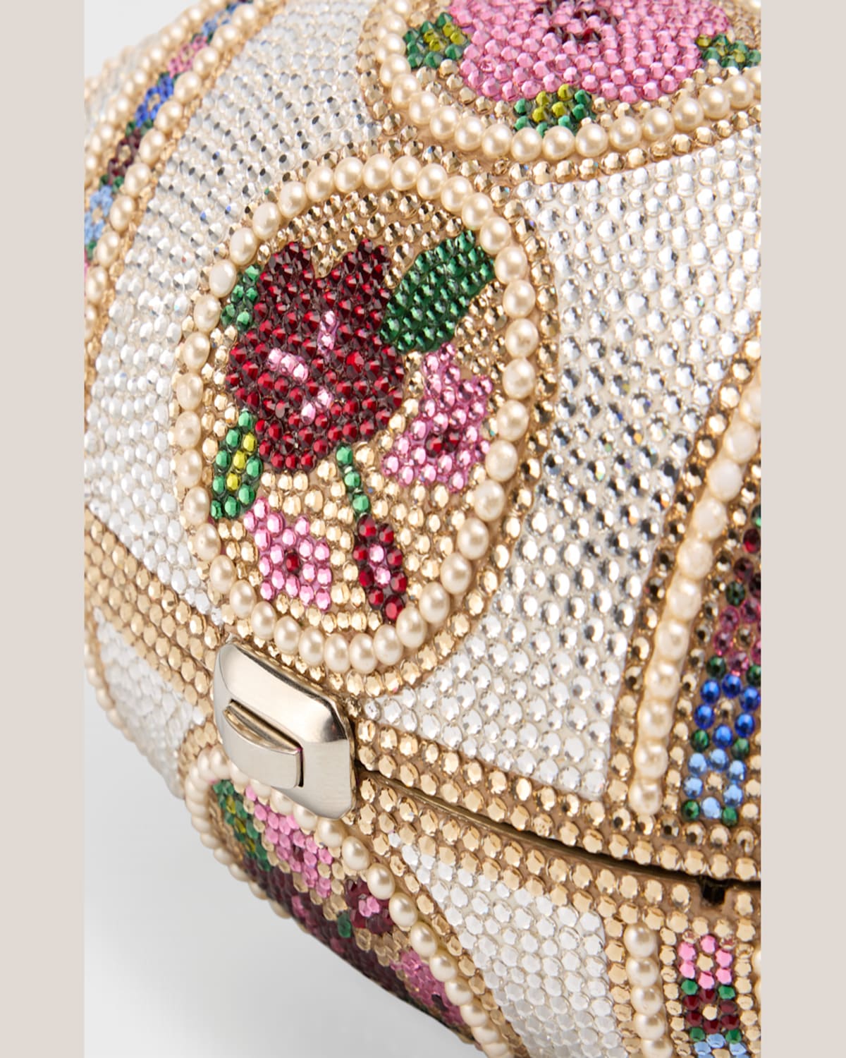Judith Leiber Mosaic Crystal Egg Clutch Bag In Silver Rhine Multi