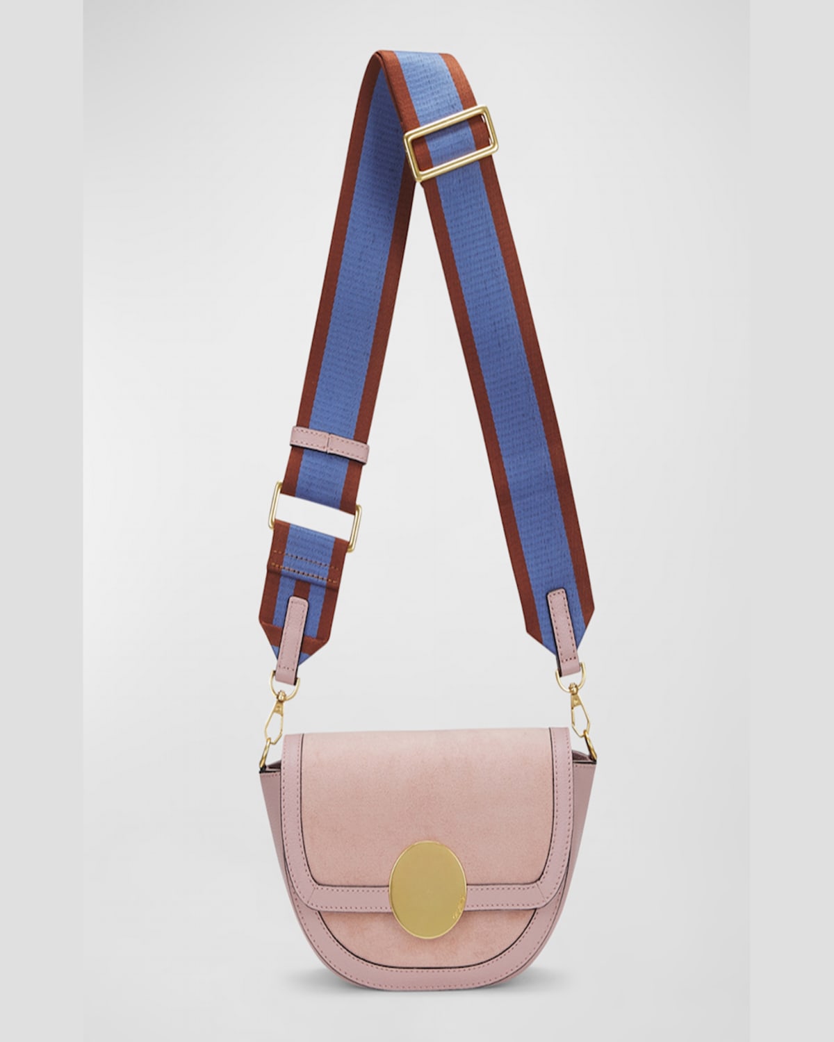 Shop Oryany Lottie Saddle Suede Crossbody Bag In Vintage Pink