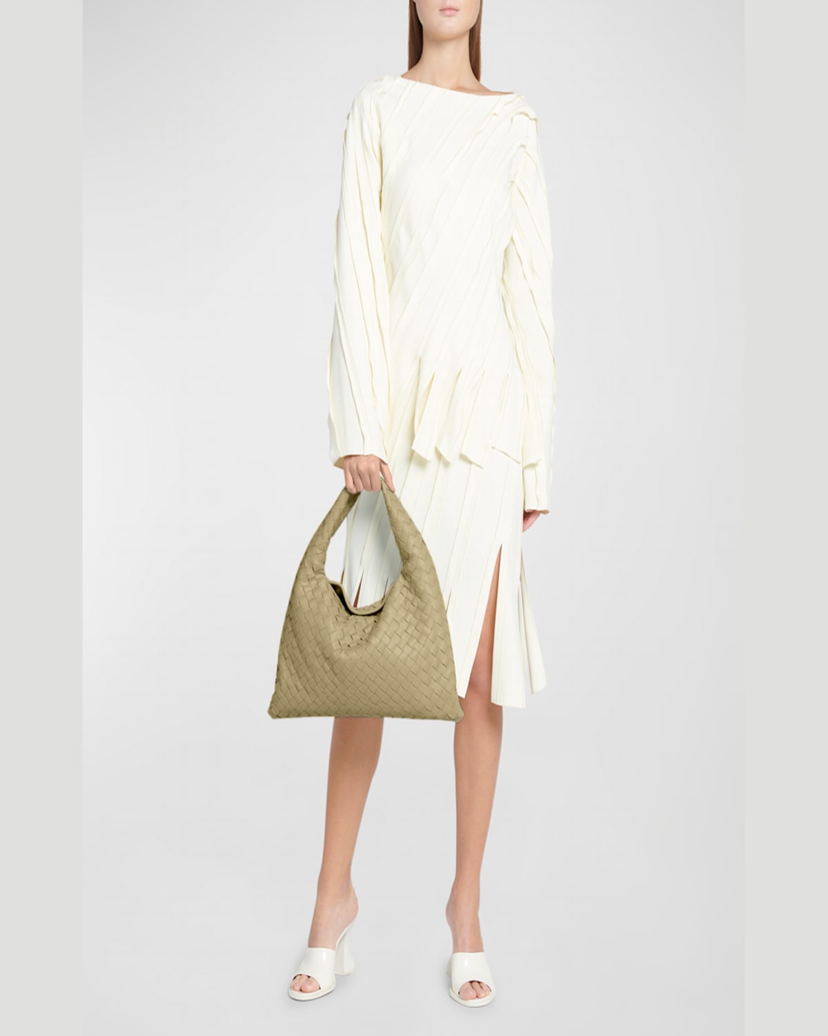 Bottega Veneta Small Hop Bag In Travertine Muse