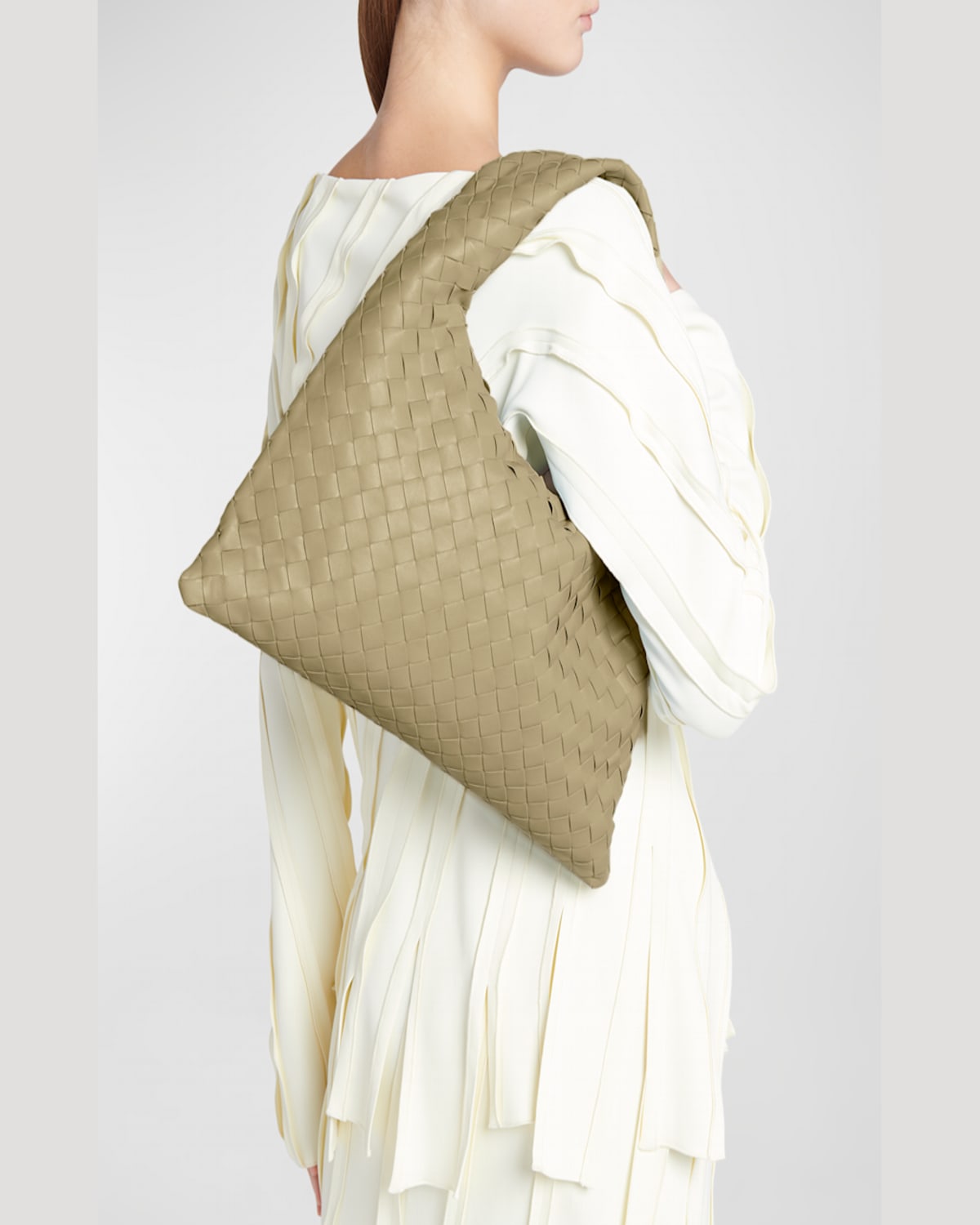 Bottega Veneta Small Hop Bag In Travertine Muse