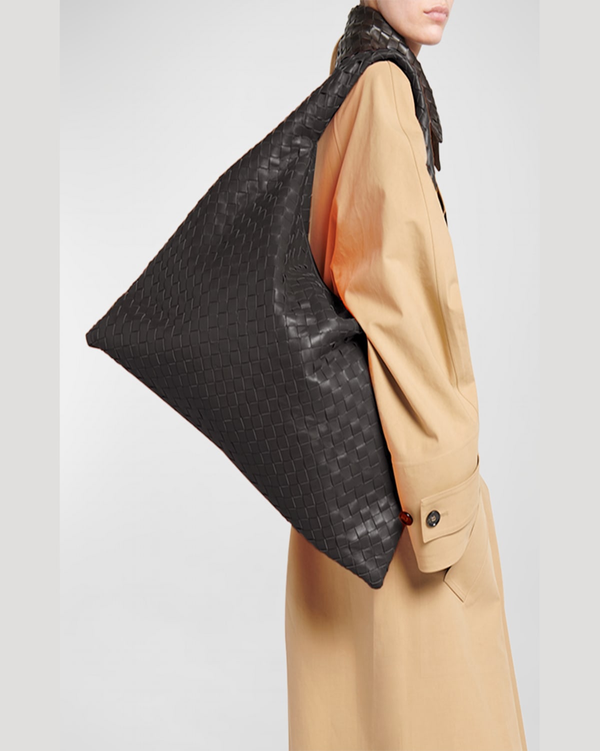 Shop Bottega Veneta Large Hop Shoulder Bag In Pinecone