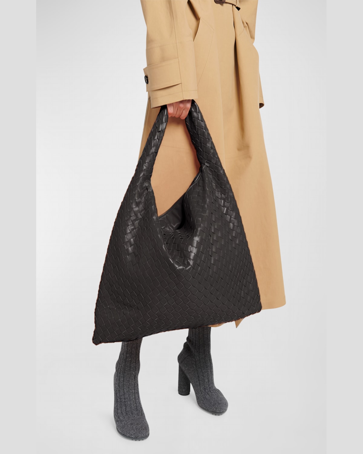 Shop Bottega Veneta Large Hop Shoulder Bag In Pinecone
