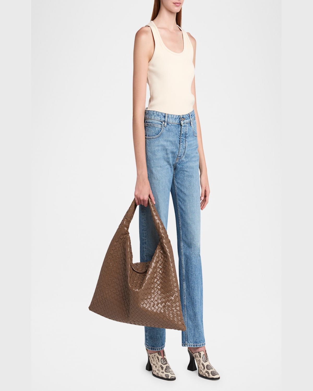 Shop Bottega Veneta Large Hop Shoulder Bag In Pinecone