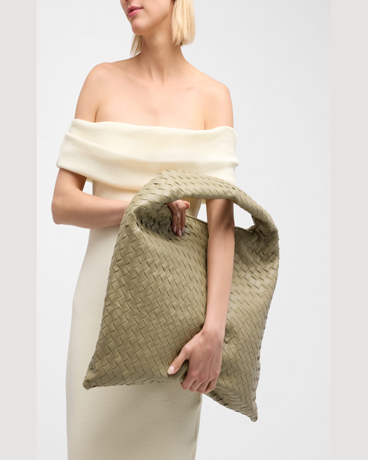 Bottega Veneta Large Hop Shoulder Bag In Travertine-muse