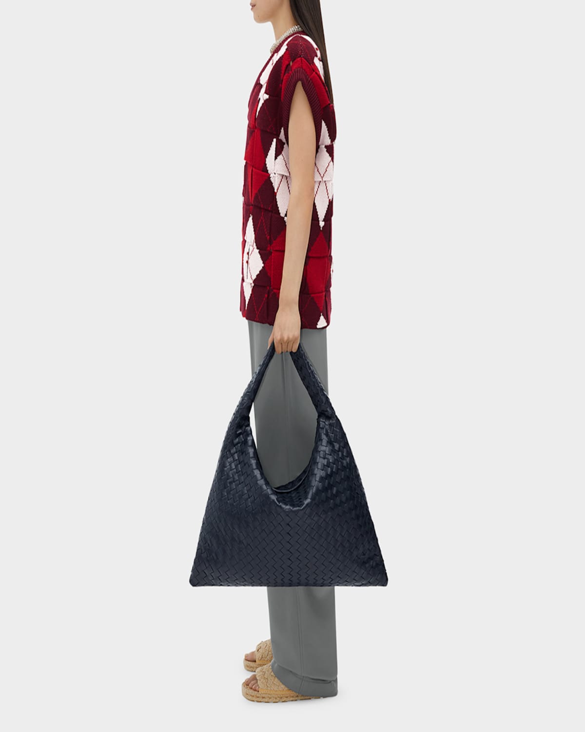 Bottega Veneta Large Hop Shoulder Bag In Travertine-muse