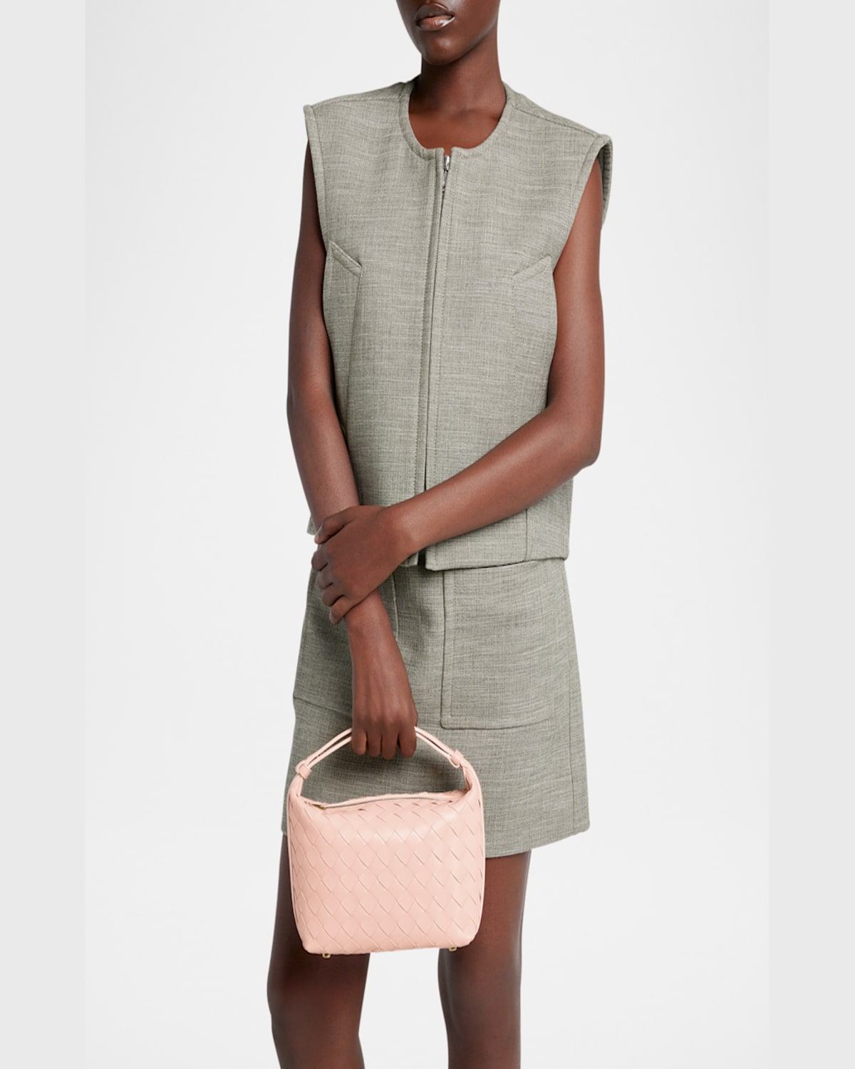 Shop Bottega Veneta Mini Wallace Bag In Cameo