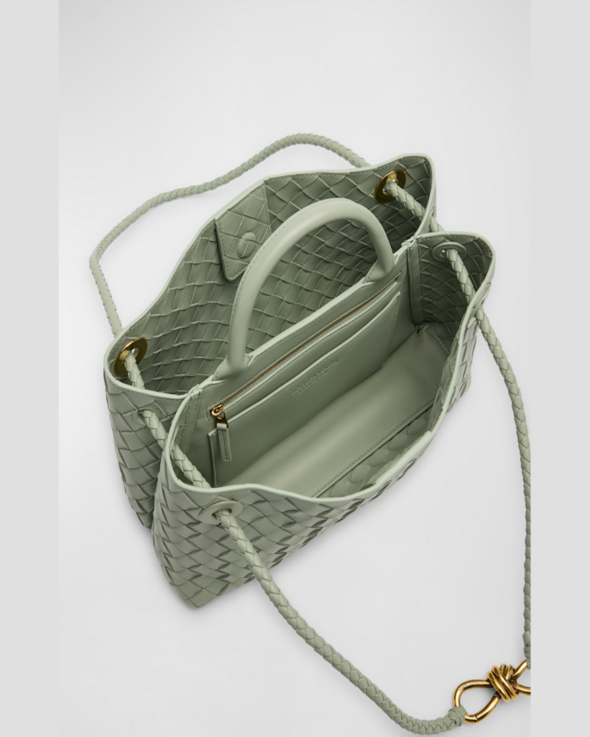 Bottega Veneta Small East-west Andiamo Bag In New Sauge