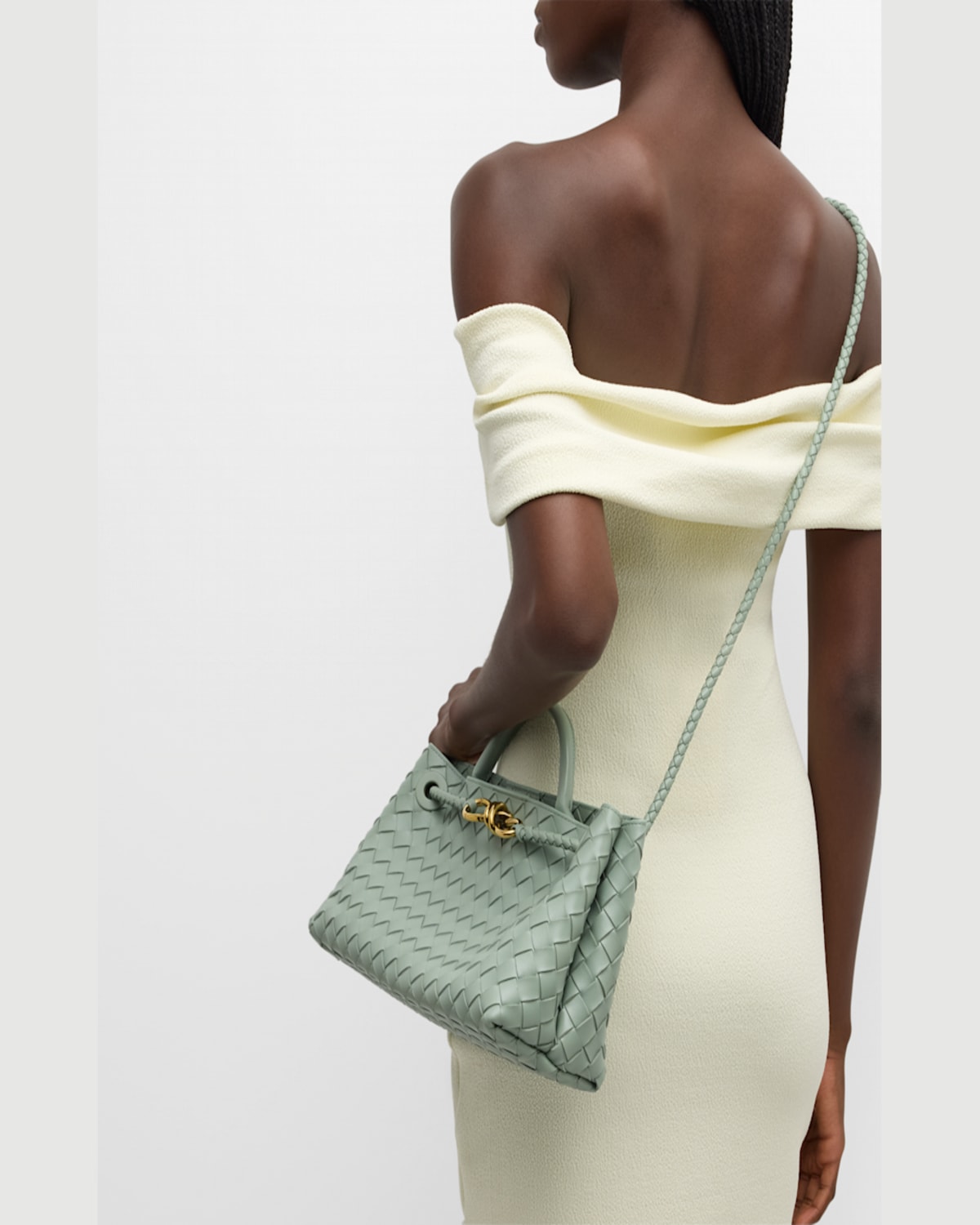 Bottega Veneta Small East-west Andiamo Bag In New Sauge