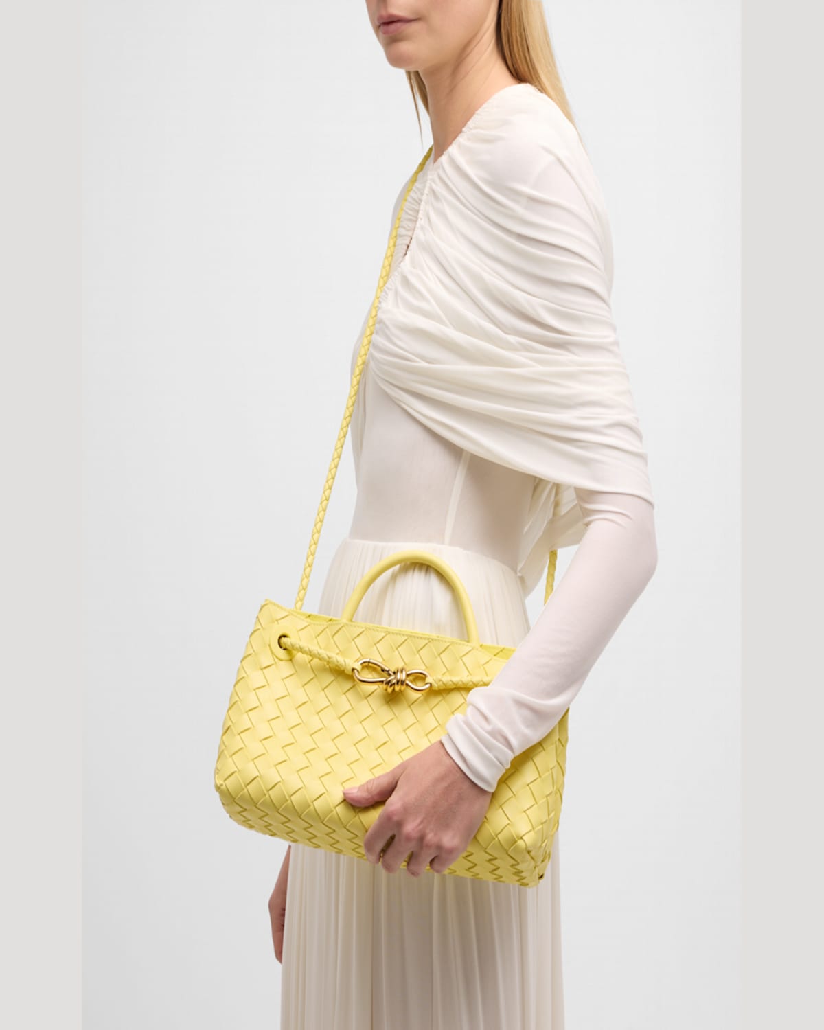 Bottega Veneta Small East-west Andiamo Bag In New Sauge