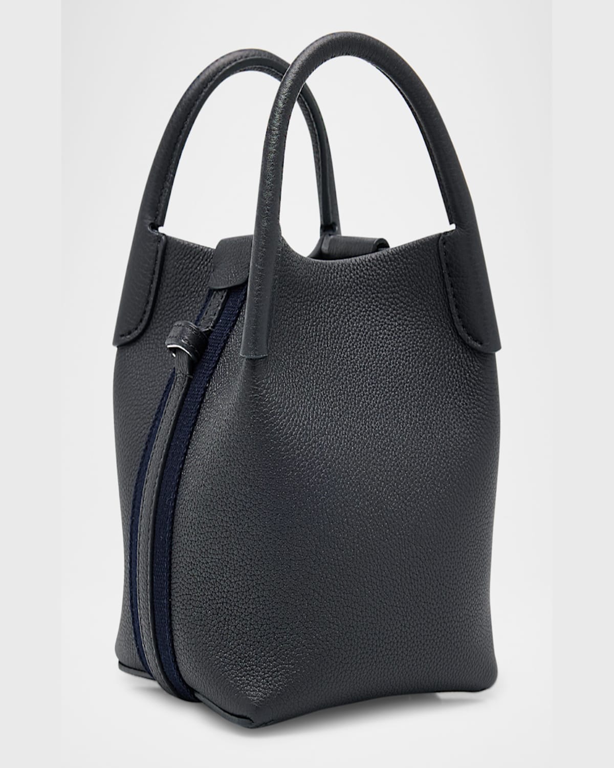 Loro Piana Bale Micro Grain Leather Crossbody Bag In Blue Navy