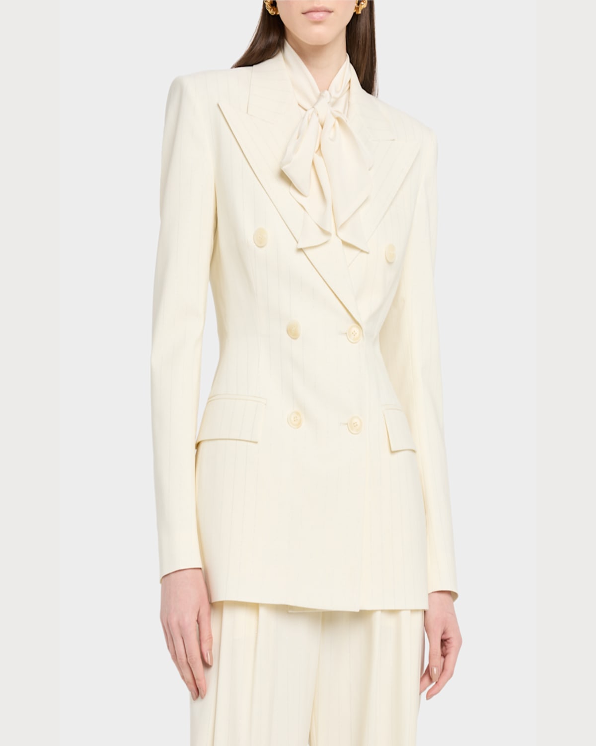 Salon 1884 Milles Double-breasted Blazer Jackets In Perla Lurex Stripe