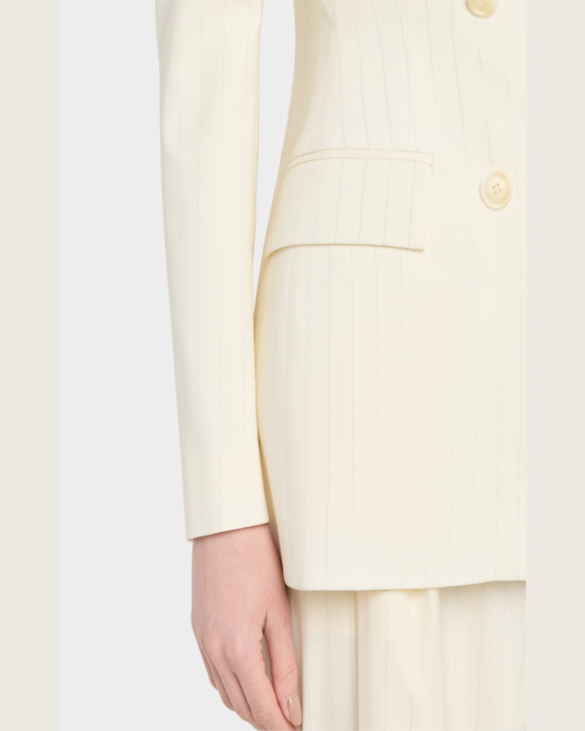 Salon 1884 Milles Double-breasted Blazer Jackets In Perla Lurex Stripe